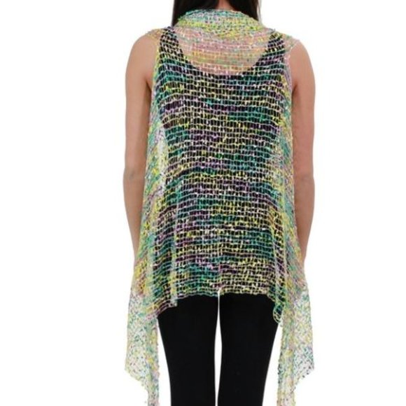 Green/Lilac/Yellow Confetti Vest Cardigan - Picture 6 of 6